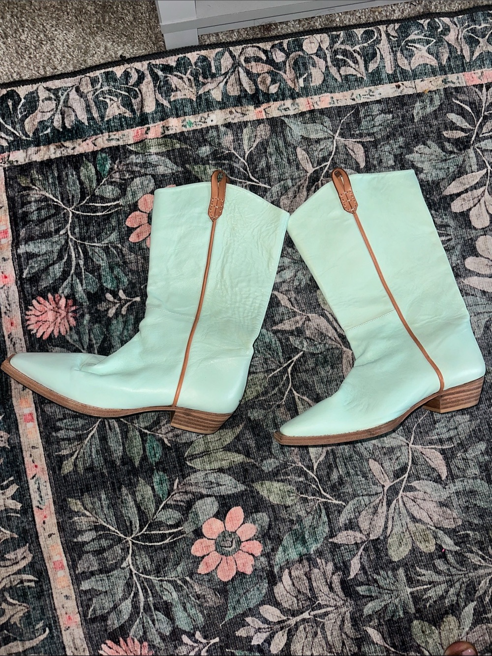 We The Free Montage Tall Boots Mint with Tan Trim